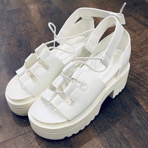 NASTY GAL white platform sandals